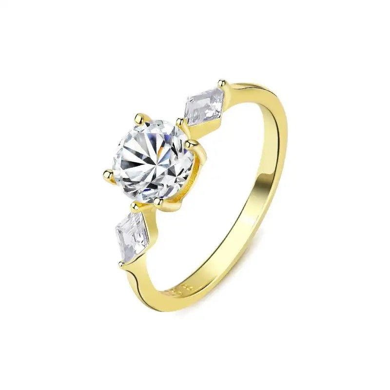 18 K Gold Plated Eclectic MOISSANITE Silver Ring