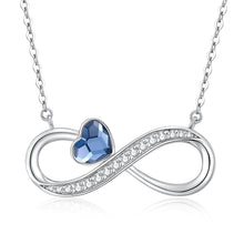 Load image into Gallery viewer, Blue Infinity Heart Swarovski Crystal Silver Necklace
