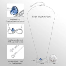 Load image into Gallery viewer, Blue Infinity Heart Swarovski Crystal Silver Necklace
