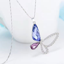 Load image into Gallery viewer, Colorful Butterfly Swarovski Crystal Silver Necklace
