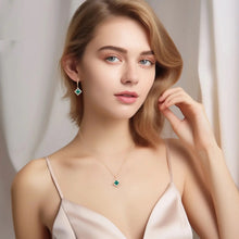 Load image into Gallery viewer, Emerald Lumina Swarovski Crystal Silver Necklace Set
