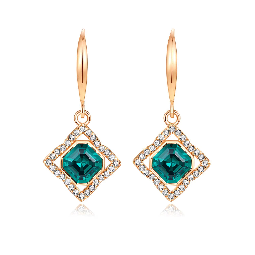 Emerald Lumina Swarovski Crystal Silver Earrings