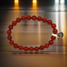 Load image into Gallery viewer, Carnelian Stone Flat Silver Bead Bracelet (8 MM)
