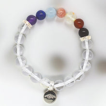 Load image into Gallery viewer, 7 CHAKRA Clear Quartz Silver Bead Bracelet (8 MM)
