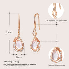 Load image into Gallery viewer, Hibiscus Stone  Dangling Rose Gold Silver Earrings
