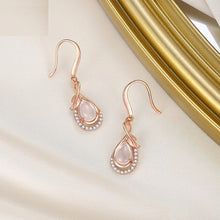 Load image into Gallery viewer, Hibiscus Stone  Dangling Rose Gold Silver Earrings
