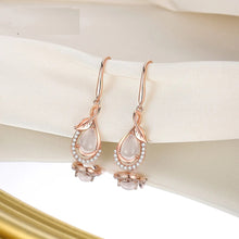 Load image into Gallery viewer, Hibiscus Stone  Dangling Rose Gold Silver Earrings
