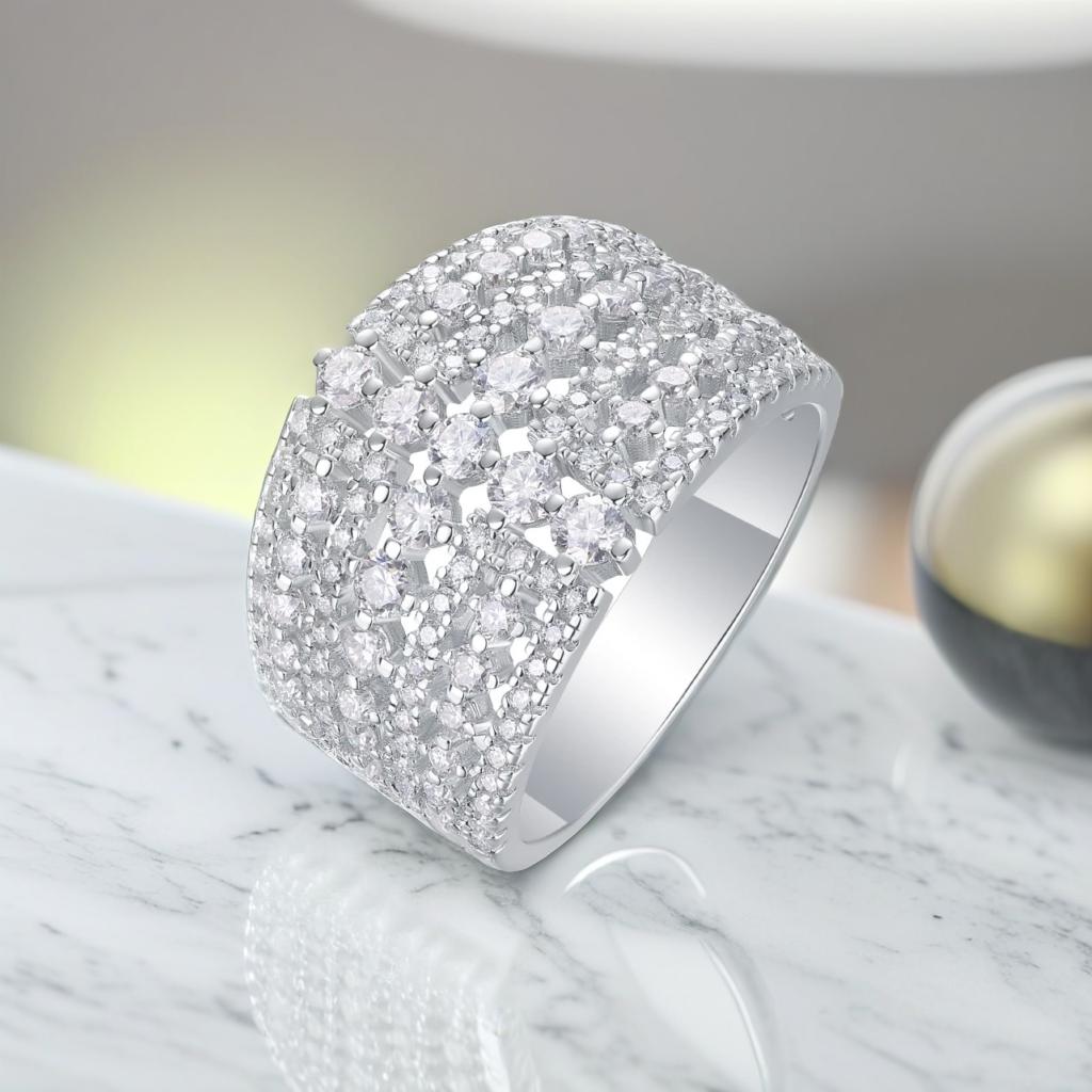 Parisian Galaxy Glow Moissanite Silver Ring