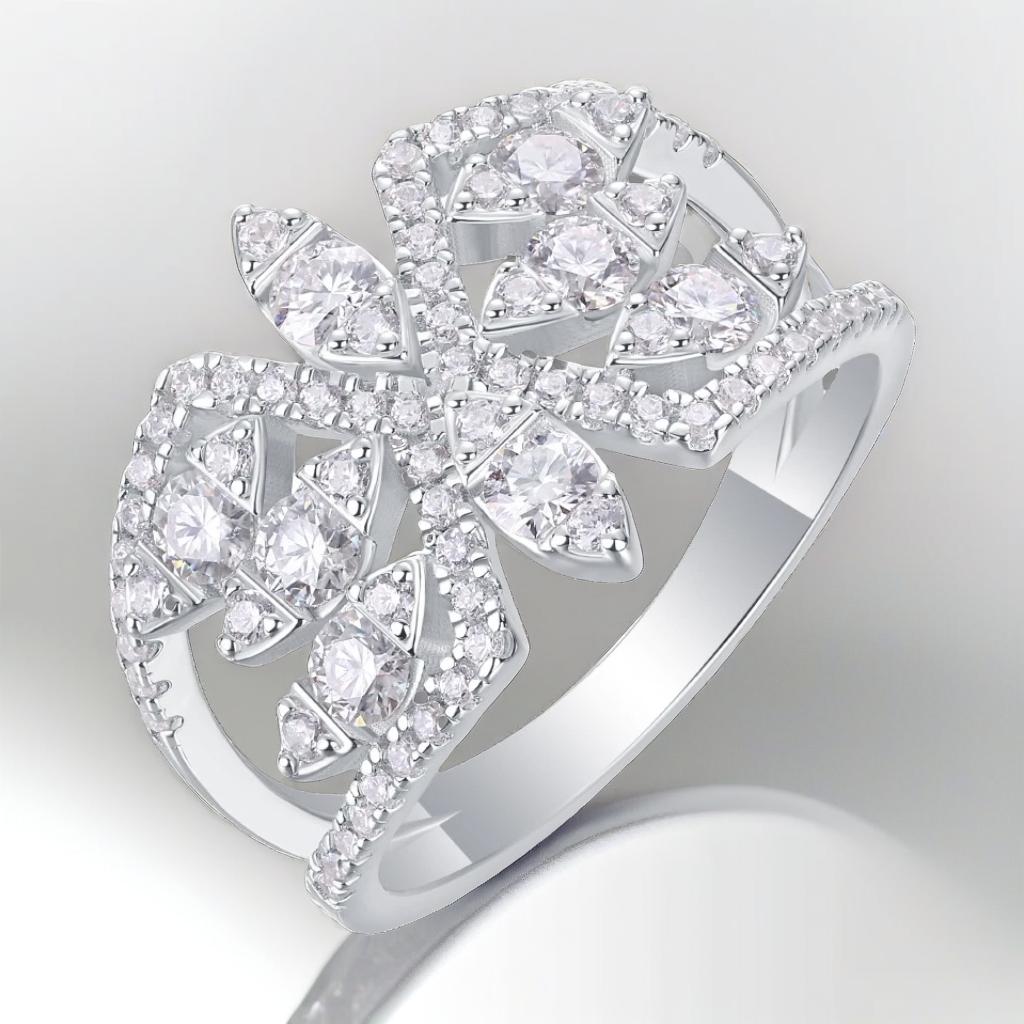 Milano Blossom Radiance Moissanite Silver Ring