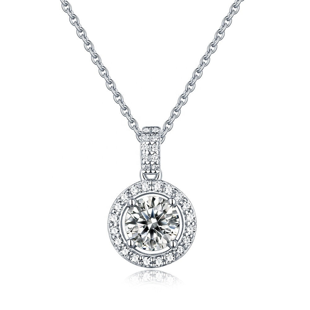 Roman Solitaire MOISSANITE ( 2 ct) Queens Necklace