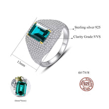 Load image into Gallery viewer, Emerald Princess Cut Paved Silver Ring
