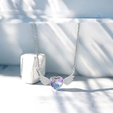 Load image into Gallery viewer, Purple Angel Wings Swarovski Crystal Silver Necklace
