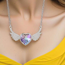 Load image into Gallery viewer, Purple Angel Wings Swarovski Crystal Silver Necklace
