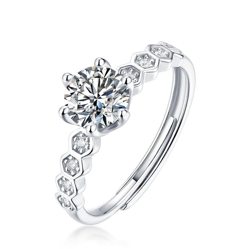 Berlin MOISSANITE  Eternity Adjustable Silver Ring