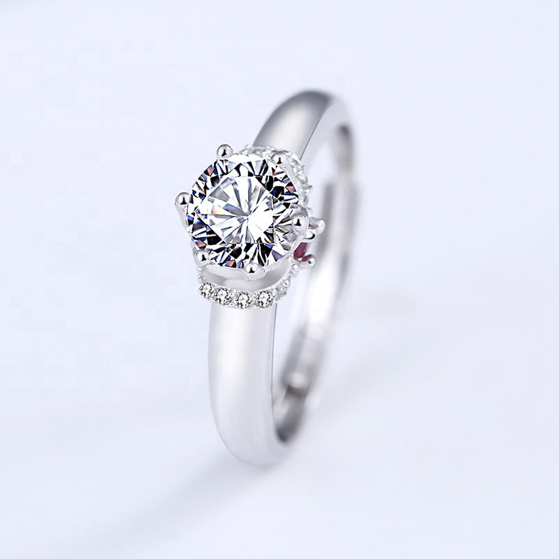 Silver 925 Diamond Couple Rings For Engagement