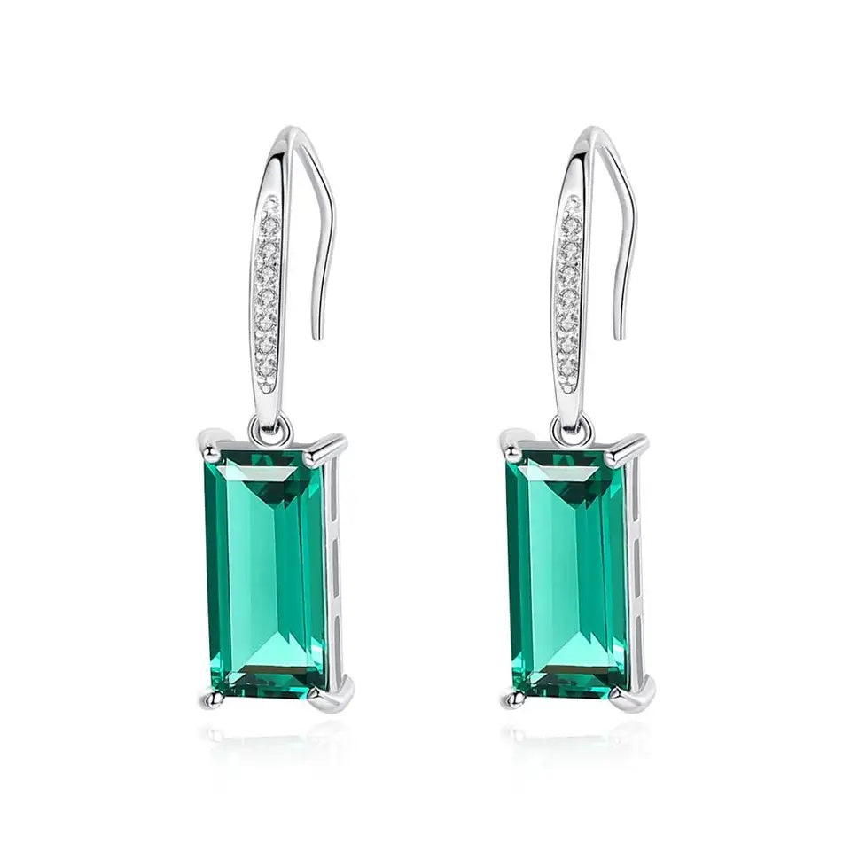 Milano Emerald Zircon Dangling Silver Earrings
