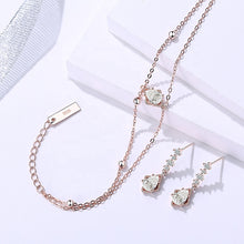 Load image into Gallery viewer, Rose Gold White Zircon Bracelet &amp; Earring Set
