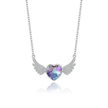 Load image into Gallery viewer, Purple Angel Wings Swarovski Crystal Silver Necklace
